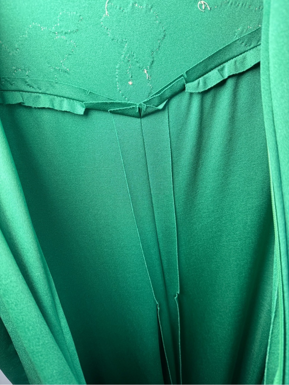 House of Branell Vintage 70s Green Maxi Dress Lace Appliqué - S/M - Picture 7 of 9